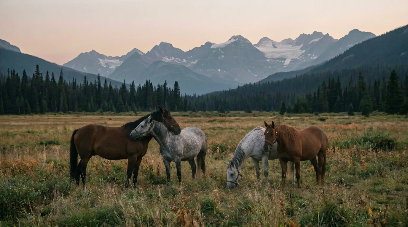 Chevaux en liberté, Ranch du Fer à Cheval, Haute-Savoie